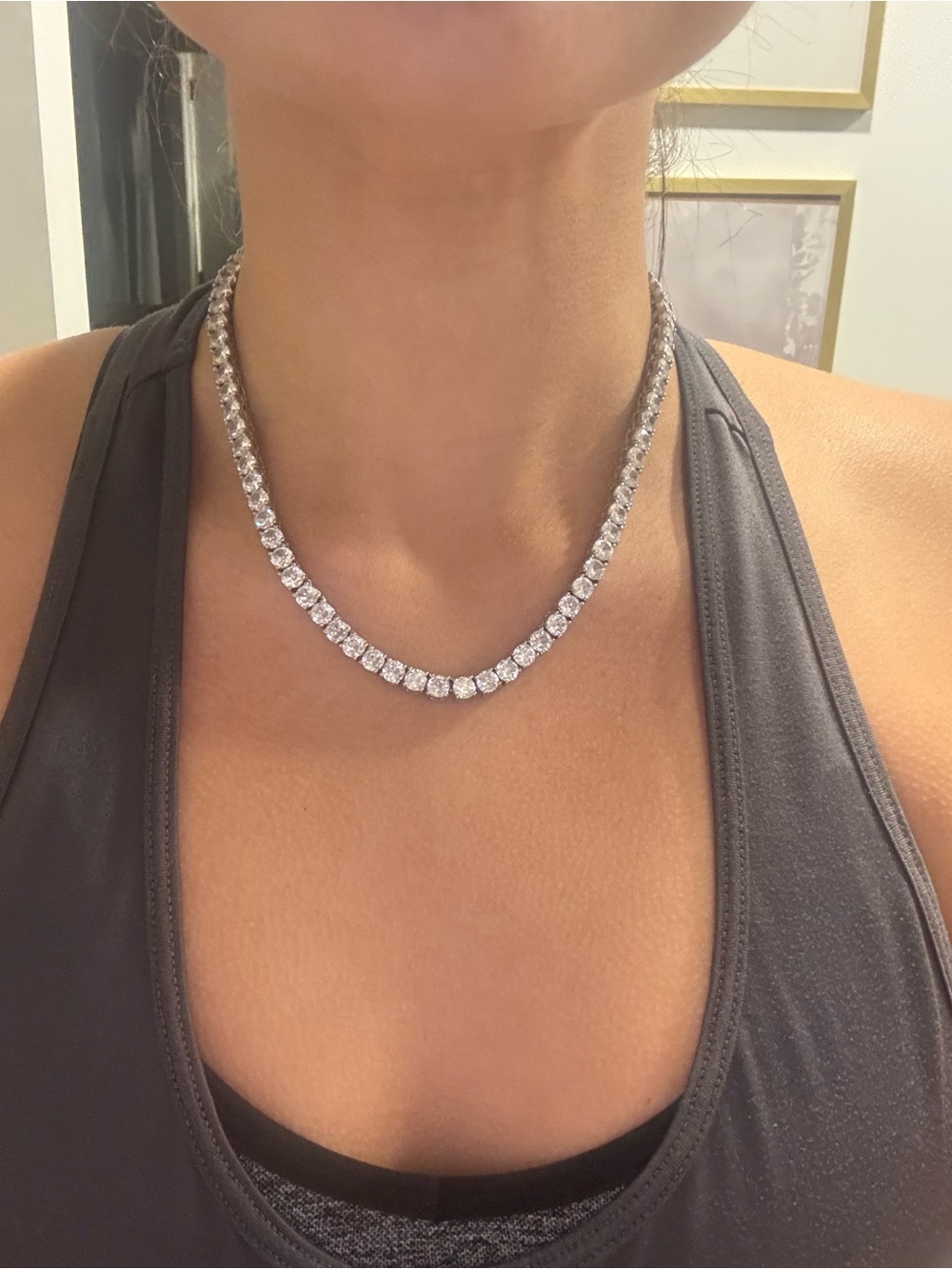 Tennis Necklace - Silver Crystal Pendant Necklace